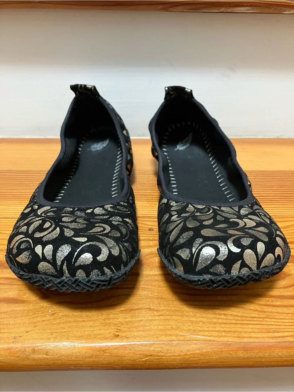 Peerko Barefoot Ballet Flats Petite Lumina Black Suede Silver Minimalist 38